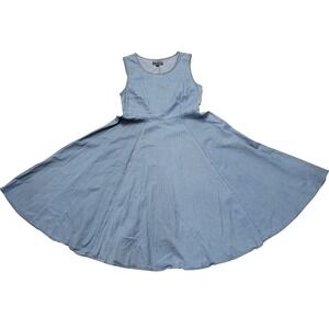 Lafei Nier Blue Chambray Denim Sleeveless Midi Jumper Dress S Cottage Boho Beach